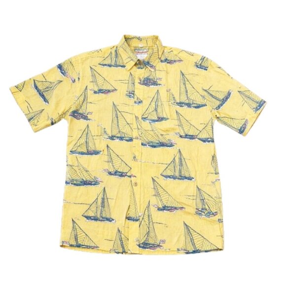 Cooke Street Honolulu Other - Vintage Cooke Street Honolulu Yellow Sailboat Print Aloha Shirt Cotton Large